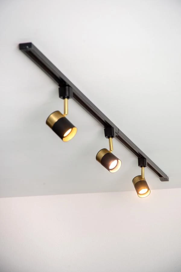Lucide TRACK FLORIS Track spot - 1-circuit Track lighting system - 1xGU10 - Black (Extension) - ambiance 3